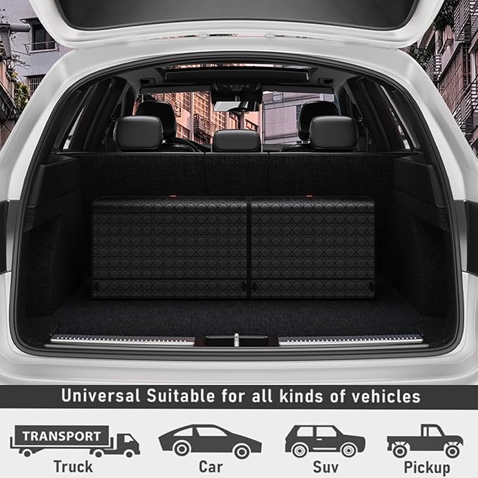 Aiuwo Trunk Organizer for Car,Car Trunk Organizer and Storage for SUV,Truck,MPV Collapsible Multi Compartment Extra Large capacity and Adjustable (Black, Standard)
