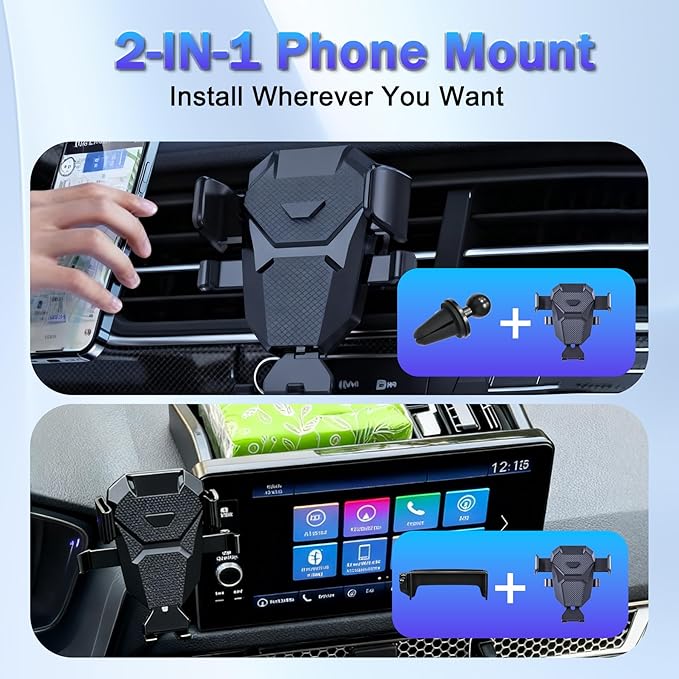 Car Phone Holder for Honda HR-V 2023-2025 Accessories/CR-V 2023 2024 2025, 7/9 Inch Screen Fixed Clip, Cell Phone Mount with Center Console Organizer Hands-Free Anti-Shake Auto Accessories for Honda