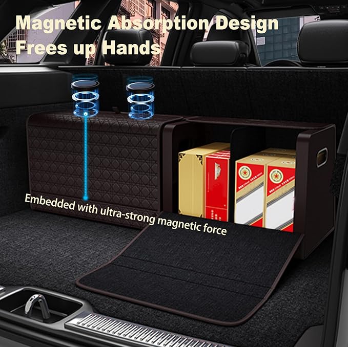 Aiuwo Trunk Organizer for Car,Car Trunk Organizer and Storage for SUV,Truck,MPV Collapsible Multi Compartment Extra Large capacity and Adjustable (Coffee Brown1, Standard)