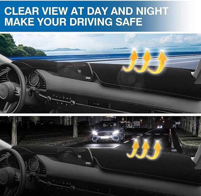 KUST Car Dash Cover for Mazda3 Hatchback, Sedan 2019-2024 2025 2026 (without HUD) Polyester Dashboard Cover Non-slip Center Console Dash Cover Interior Accessories for Mazda3 Custom Fit No Glare Black