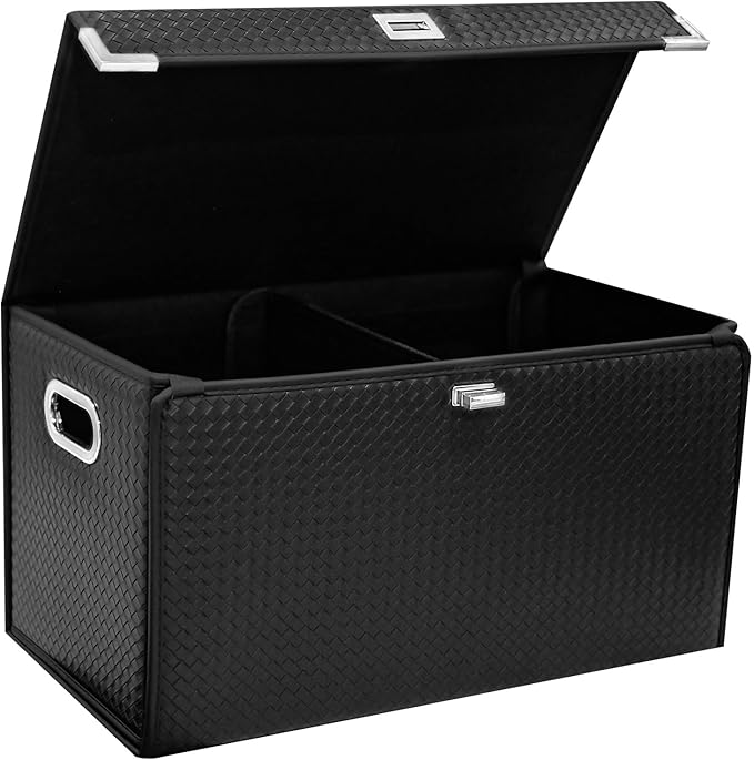 Trunk Organizer for Car,Trunk Organizer for SUV & Sedan,with Lid,Multi-Functional,Foldable Cargo Storage Box-Black-L