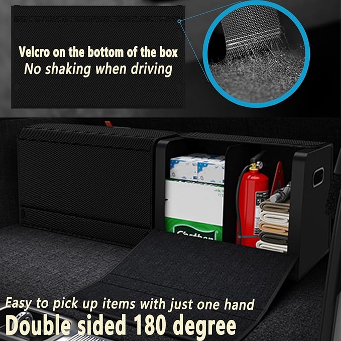 Trunk Organizers, Car Organizers, Storage Solutions, and Car Storage Organizers for SUVs, Sedans, Back Seats, and Luxury Vehicles with Lid, Leather, Small, Large (Carbon Fiber, L)