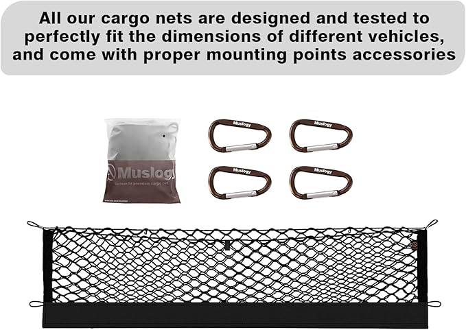 Muslogy Truck Bed Cargo Net Compatible with Honda Ridgeline 2017-2024 2025 Accessories Storage Organizer Pickup Truck Bed Envelope Style Cargo Net with Heavy Duty Carabiners
