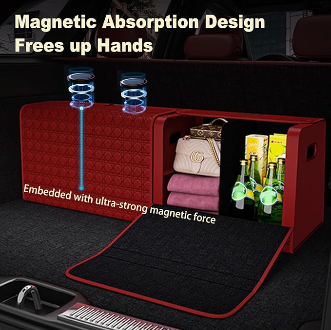 Aiuwo Trunk Organizer for Car,Car Trunk Organizer and Storage for SUV,Truck,MPV Collapsible Multi Compartment Extra Large capacity and Adjustable (Red1, Standard)