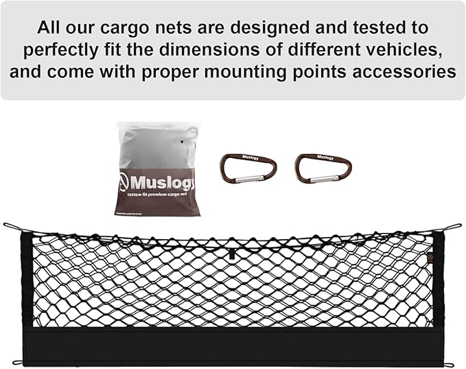 Muslogy Envelope Style Trunk Cargo Net Compatible with 2015-2024 2025 Outback Accessories Custom Fit Trunk Organizer Upgraded Storage Luggage Net with Metal Hooks