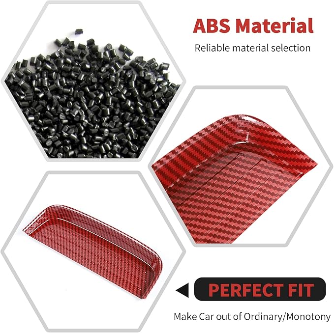 RT-TCZ Gear Shift Panel Storage Box Organizer Tray Center Console Trim Cover Interior Accessories for Ford Mustang 2015 2016 2017 2018 2019 2020 2021,Red Carbon Fiber