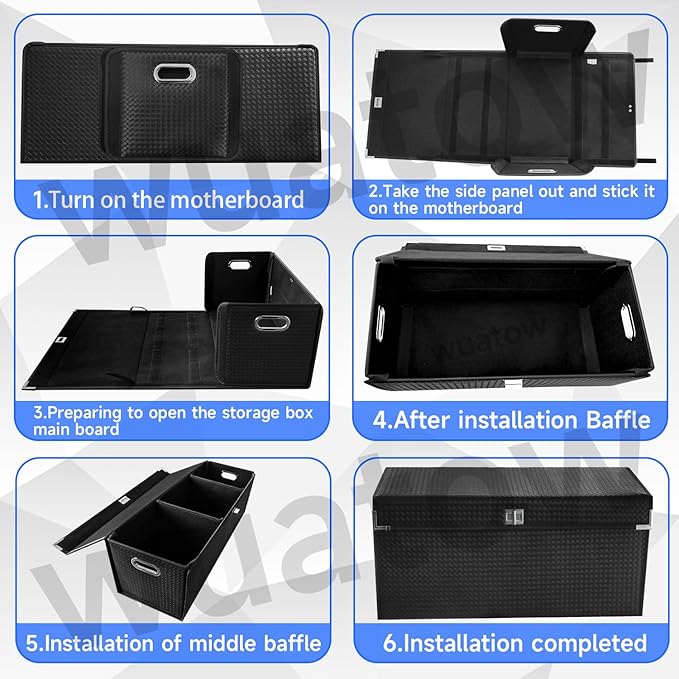 Trunk Organizer for SUV,Car Trunk Organizer with Lid,New Car Essentials,Multi-Functional,Foldable Cargo Trunk Storage Box-Black-XL