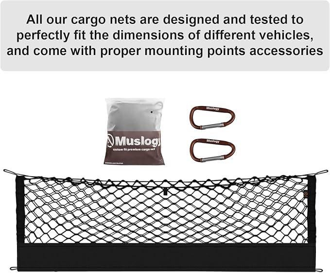 Muslogy for Pilot 2023 2024 2025 Rear Trunk Cargo Net Stretchable Organizer Elastic Mesh Net Compatible with Honda Pilot 2023+ Sport EX-L & 2026 Passport TrailSport Touring Elite