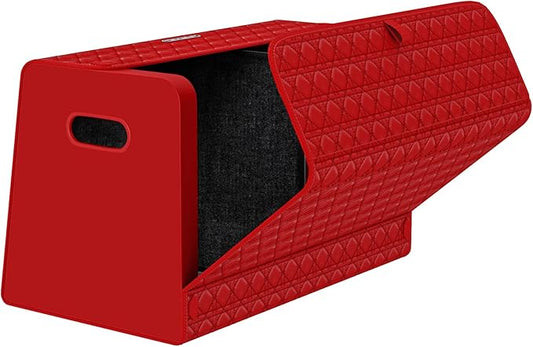 Trunk Organizers, Car Organizers, Storage Solutions, and Car Storage Organizers for SUVs, Sedans, Back Seats, and Luxury Vehicles with Lid, Leather, Small, Large (Red, L)