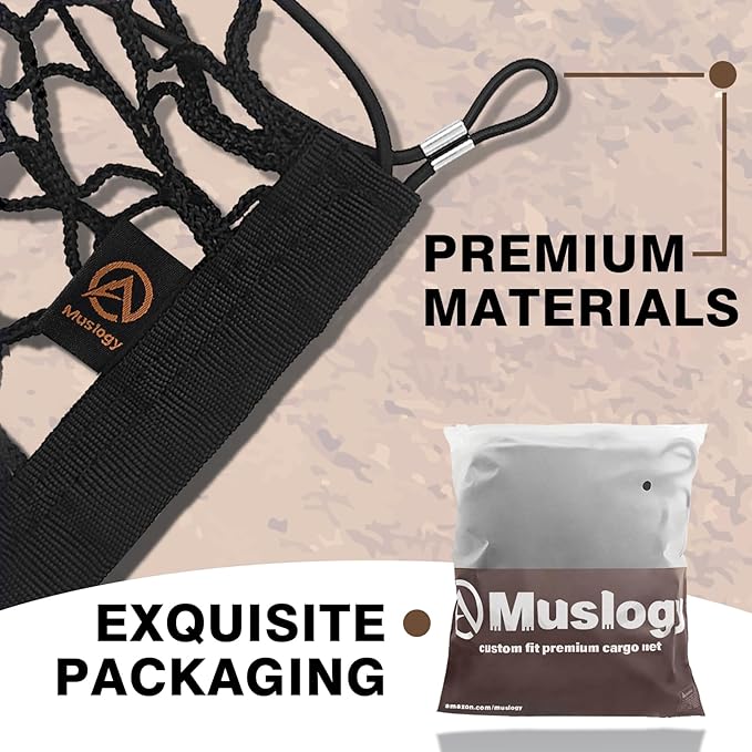 Muslogy Truck Bed Cargo Net Compatible with Nissan Frontier 2022-2025 2026 Accessories Storage Organizer Pickup Truck Bed Envelope Style Cargo Net with Heavy Duty Carabiners 12