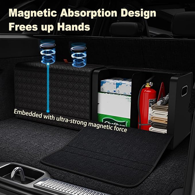 Aiuwo Trunk Organizer for Car,Car Trunk Organizer and Storage for SUV,Truck,MPV Collapsible Multi Compartment Extra Large capacity and Adjustable (Black, Large)