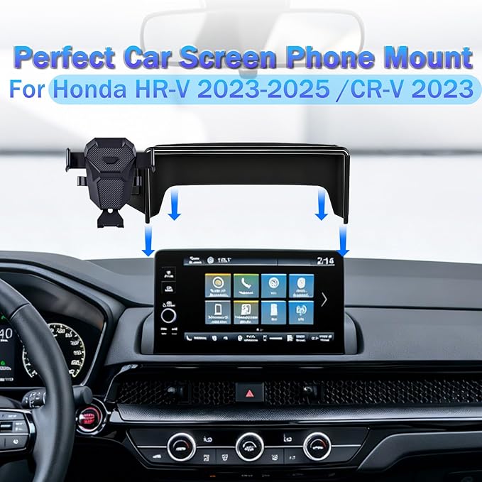 Car Phone Holder for Honda HR-V 2023-2025 Accessories/CR-V 2023 2024 2025, 7/9 Inch Screen Fixed Clip, Cell Phone Mount with Center Console Organizer Hands-Free Anti-Shake Auto Accessories for Honda