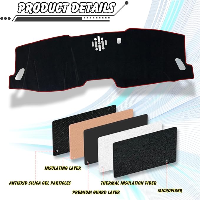 Non-Slip Dash Cover Dashboard Cover Mat Custom Fit Center Console Cover Sunshield Protector Pad Compatible with for Honda Pilot 2023 2024 2025 Accessories Pad (Without HUD) (Red Trim)