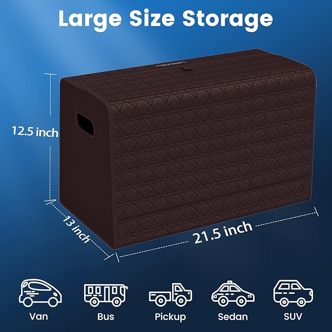 Aiuwo Trunk Organizer for Car,Car Trunk Organizer and Storage for SUV,Truck,MPV Collapsible Multi Compartment Extra Large capacity and Adjustable (Coffee Brown, Large)