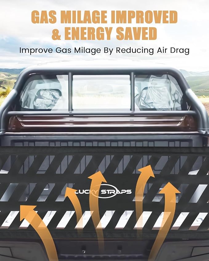 LUCKY STRAPS Tailgate Net for Pickup Truck Bed, 50'' x 15'' Heavy Duty Tailgate Cargo Netting for Small & Mid-Size Truck, Easy-to-use Tailgate Mesh for Chevy, Ford, Toyota, GMC, Dodge RAM, Jeep(Black)