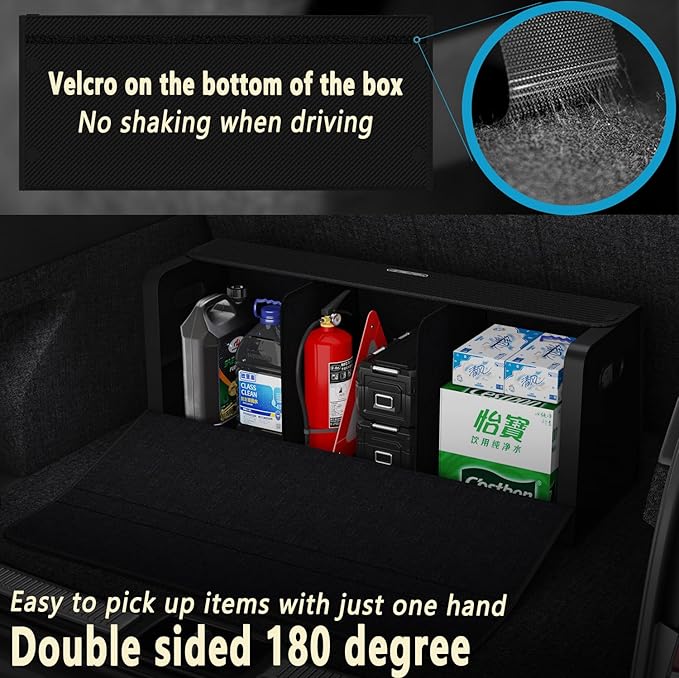 Trunk Organizers, Car Organizers, Storage Solutions, and Car Storage Organizers for SUVs, Sedans, Back Seats, and Luxury Vehicles with Lid, Leather, Small, Large (Carbon Fiber, XXL)
