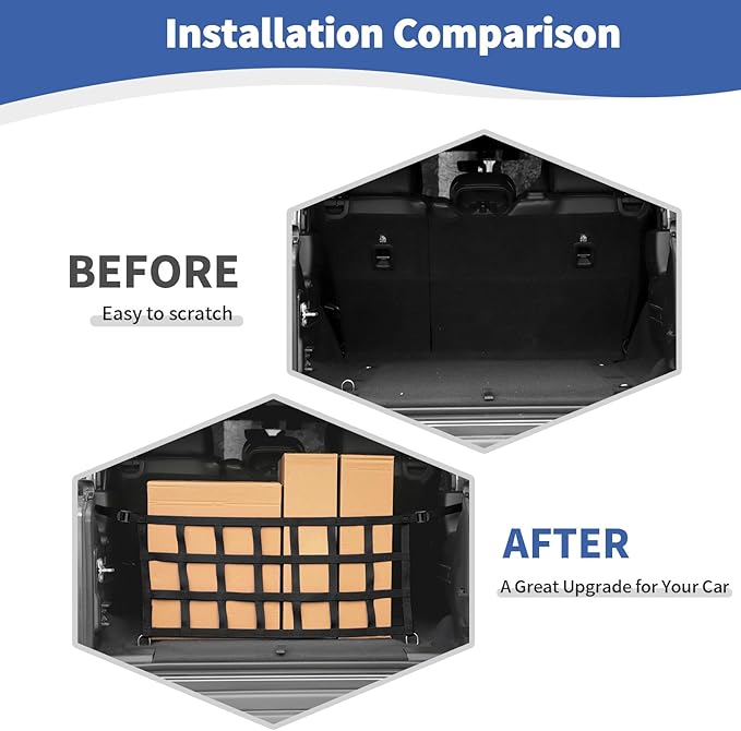 RT-TCZ for Jeep JL Rear Trunk Mesh Cargo Net for Jeep Wrangler JL JLU 2018 up Trunk Organizer Storage Accessories Black