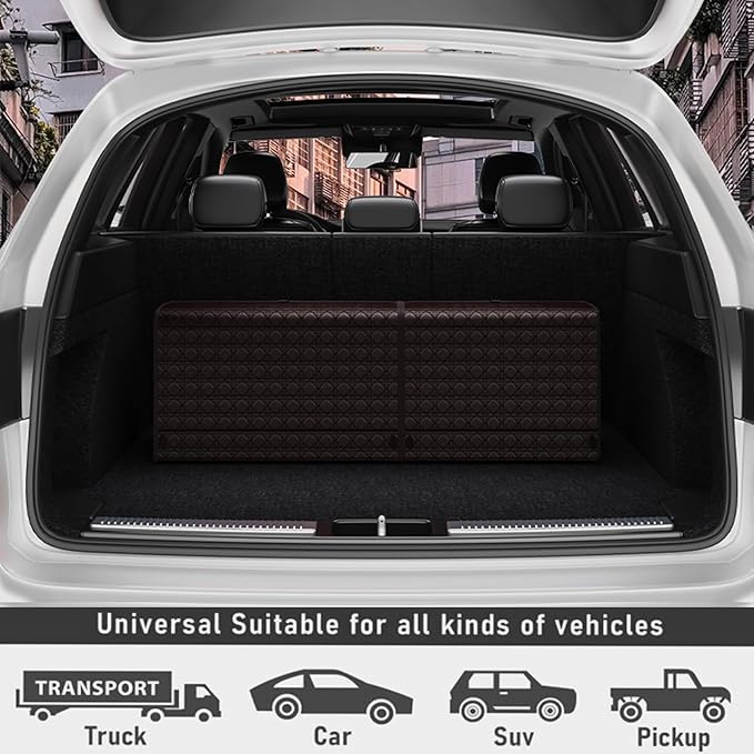 Aiuwo Trunk Organizer for Car,Car Trunk Organizer and Storage for SUV,Truck,MPV Collapsible Multi Compartment Extra Large capacity and Adjustable (Coffee Brown1, Standard)