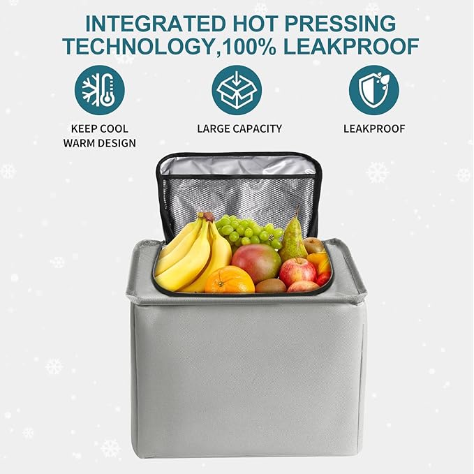 Car Trunk Organizer,115L Heavy Duty Collapsible Trunk Storage, with Insulated Leakproof Cooler Bag Vehicle Cargo Organizer with Lid, 3 Compartments, Straps For Car,Suv,Jeep,Sedan-Grey