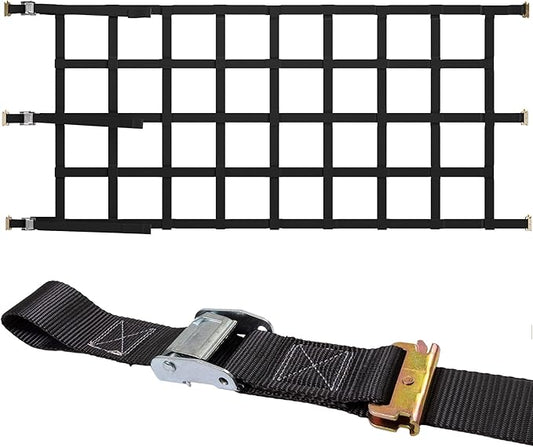 US Cargo Control E Track Cargo Net for Trailer 82" x 42", Adjustable Heavy Duty Cargo Net with Cambuckles for E-Track and X-Track Systems, 8" x 8" Holes, Use in Enclosed Trailers, Box Trucks, Garages