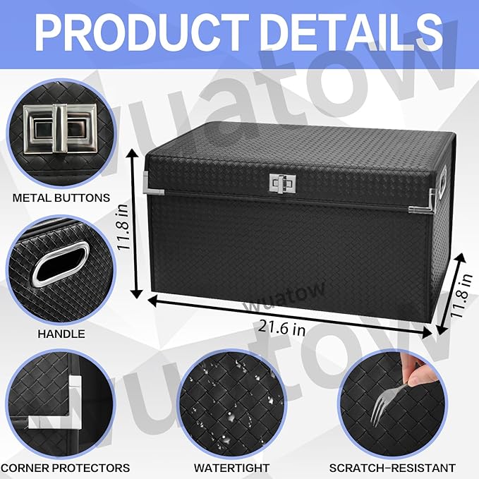 Trunk Organizer for Car,Trunk Organizer for SUV & Sedan,with Lid,Multi-Functional,Foldable Cargo Storage Box-Black-L