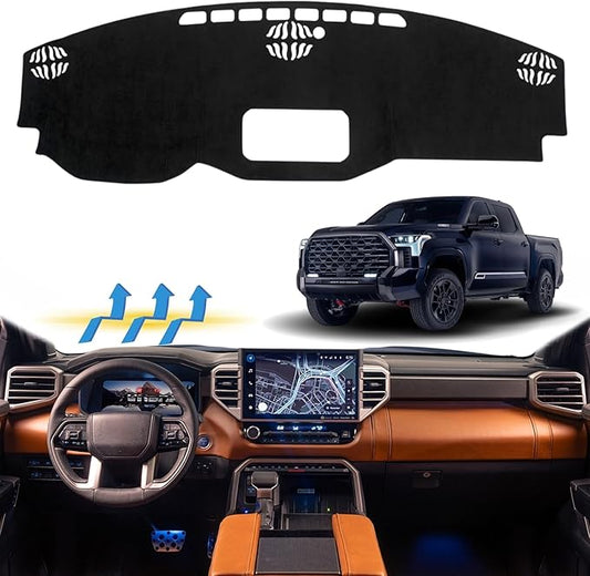Non-Slip Dash Cover Dashboard Cover Mat Custom Fit Center Console Cover Sunshield Protector Pad Compatible with Toyota Tundra 2022 2023 2024 Accessories（Not for HUD）