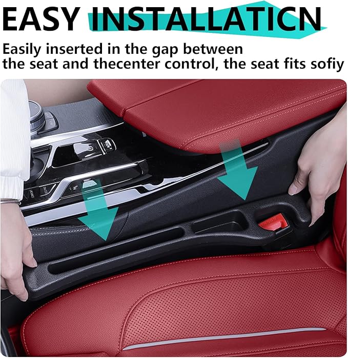 Seat Gap Fillers with Seat Belt Holes,No Drop Seat Guard for Cars,Car Side Seat Gap Filler Organizer 2 Pack (Beige)