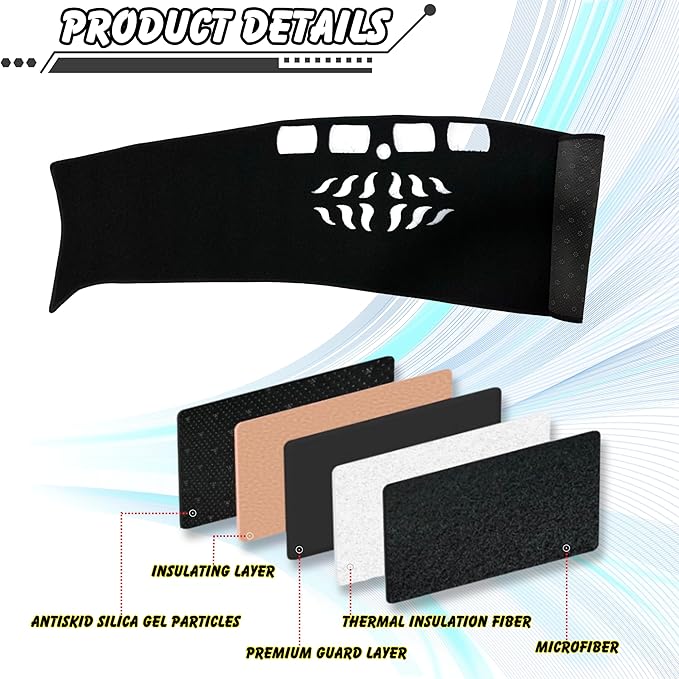 Non-Slip Dash Cover Dashboard Cover Mat Custom Fit Center Console Cover Sunshield Protector Pad Compatible with for Hyundai Tucson 2025 Accessories Pad (Without HUD) (Black Trim)