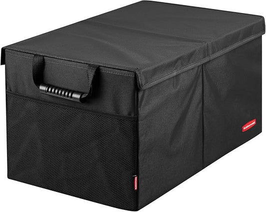 Rubbermaid Car Organizer, Collapsible Trunk Organizer, Multi-Compartment Car Storage Organization for Car Accessories, 2 Compartments With Cover, 21.65"*14.17"*12.2"