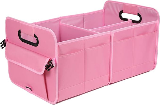 Car Trunk Organizer - Collapsible Multi Compartment Storage with Adjustable Straps for SUV