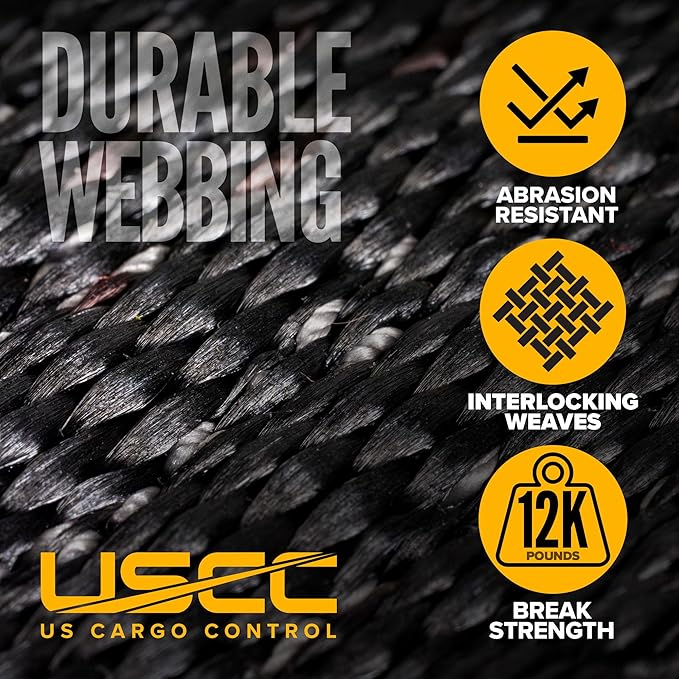 US Cargo Control E Track Cargo Nets for Trailers 82" x 42" (3-Pack), Adjustable Heavy Duty Cargo Net with Cambuckles for E-Track and X-Track Systems, 8" x 8" Holes, Use in Trailers and Box Trucks