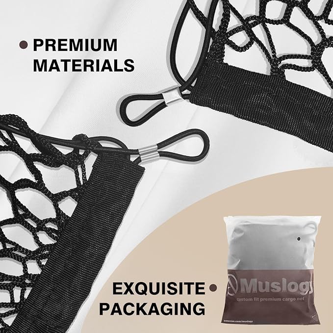 Muslogy Envelope Style Rear Trunk Mesh Cargo Net Compatible with 2025 Subaru Forester Base Premium Sport Limited Touring Accessories Stretchable Trunk Organizer Storage Luggage Net