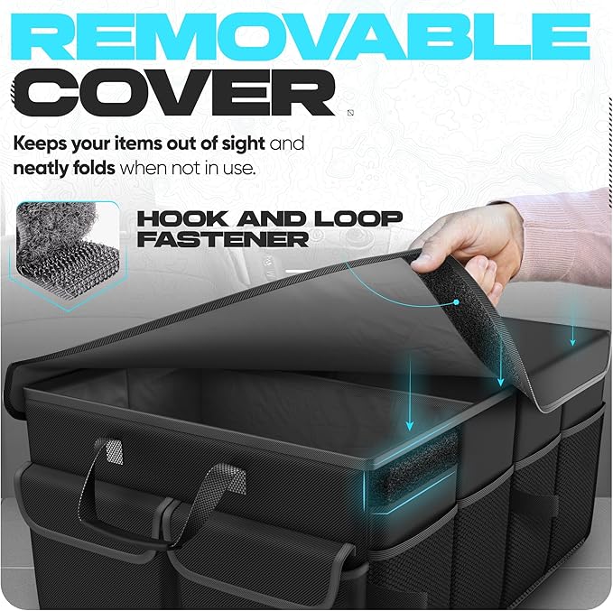 FORTEM Trunk Organizer For SUV Car Trunk Organizer, Foldable Storage, Car Accessories for Women Men, Collapsible Bag, Perfect Christmas Gifts, 600D Oxford, Non Slip Bottom, Straps, Soft Cover (45L)