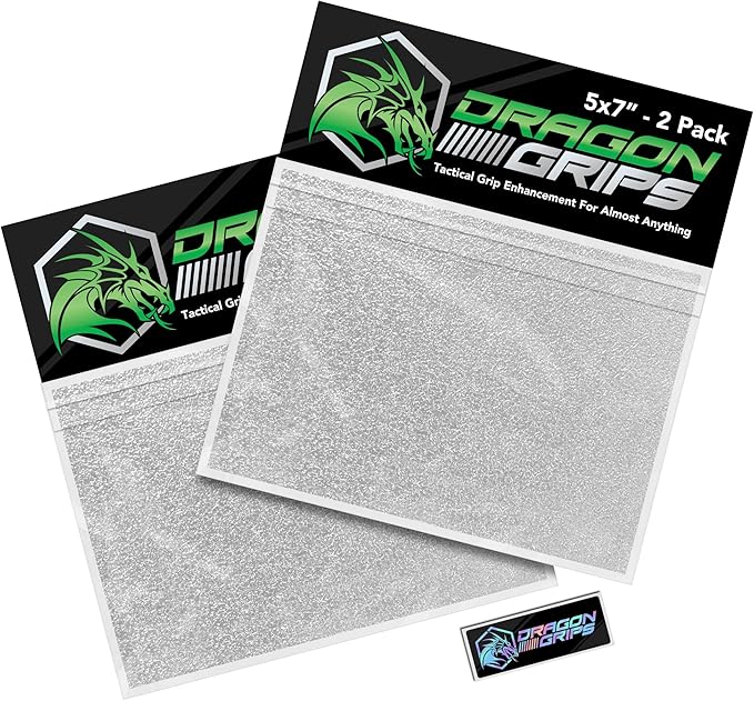 Dragon Grips 5x7 Clear Grip Tape Decal Stickers for iPhone Tablet Computer Textured Silicone Rubber Traction Adhesive Great for Gaming Mouse Controllers and RC Vehicle Controls (Clear)-2 pk