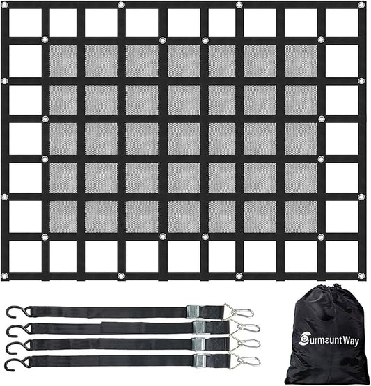 Surmountway Heavy Duty Cargo Net with Mesh (72" x 57"), 1100LBS Capacity, Adjustable Cam Buckles & S-Hooks for Trucks & Trailers
