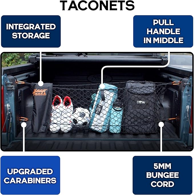 Envelope Cargo Net for Ford Maverick - Fits 2022-2025 - Upgraded 5mm Bungee - Integrated Storage Bag - Heavy Duty Carabiners - Designed in USA