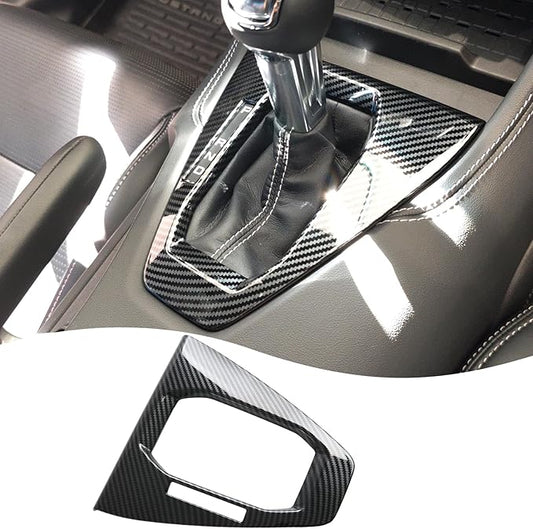 Console Gear Shifter Panel Cover,for Ford Mustang 2024 2025 2026 - ABS Carbon Fiber Sport Style Automatic Gear Shift Head Panel Cover Accessories(for Automatic Gear Model)