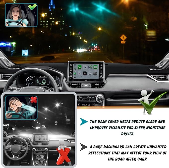 Non-Slip Dash Cover Dashboard Cover Mat Custom Fit Center Console Cover Sunshield Protector Pad Compatible with Nissan Ariya 2023 2024 2025 Accessories Pad (（Without HUD）)