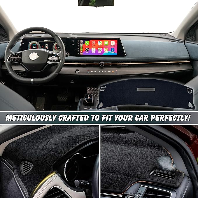 Non-Slip Dash Cover Dashboard Cover Mat Custom Fit Center Console Cover Sunshield Protector Pad Compatible with Nissan Ariya 2023 2024 2025 Accessories Pad (（Without HUD）)