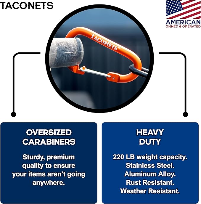 Envelope Cargo Net for Toyota Tacoma - Fits 2005-2025 - Patented Bed Rail Integration - Upgraded 5mm Bungee - Integrated Storage Bag - Heavy Duty Carabiners - Designed in USA