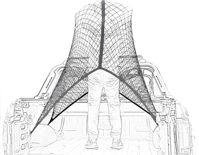 Highly Elastic Cargo Net, Simple Truck Bed Cargo Mesh Organizer, Suitable for Daily Light Loads of Trucks, 4'x4' Stretches to 7'x7' (Single Layer)