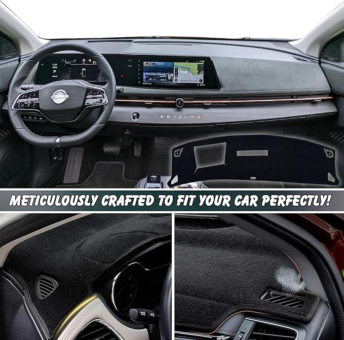 Non-Slip Dash Cover Dashboard Cover Mat Custom Fit Center Console Cover Sunshield Protector Pad Compatible with Nissan Ariya 2023 2024 2025 Accessories Pad (（with HUD）)