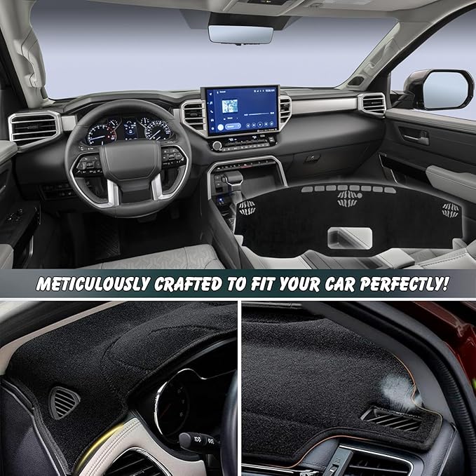 Non-Slip Dash Cover Dashboard Cover Mat Custom Fit Center Console Cover Sunshield Protector Pad Compatible with Toyota Tundra 2022 2023 2024 Accessories（Not for HUD）