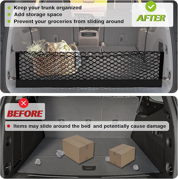 Muslogy Truck Bed Cargo Net Compatible with Honda Ridgeline 2017-2024 2025 Accessories Storage Organizer Pickup Truck Bed Envelope Style Cargo Net with Heavy Duty Carabiners