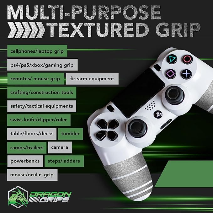 Dragon Grips 5x7 Clear Grip Tape Decal Stickers for iPhone Tablet Mouse Computer Textured Silicone Rubber Traction Grip Adhesive Great for Gaming Mouse Controllers and RC Vehicle Controls (Clear)