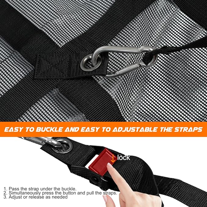 Heavy Duty Truck Cargo Net with Mesh, 6.75 ft x 8 ft 1500LBS Capicity Stretchable Truck Bed Cargo Net with Straps & Cam Buckles & J-Hooks for Pickup (81" x 96")