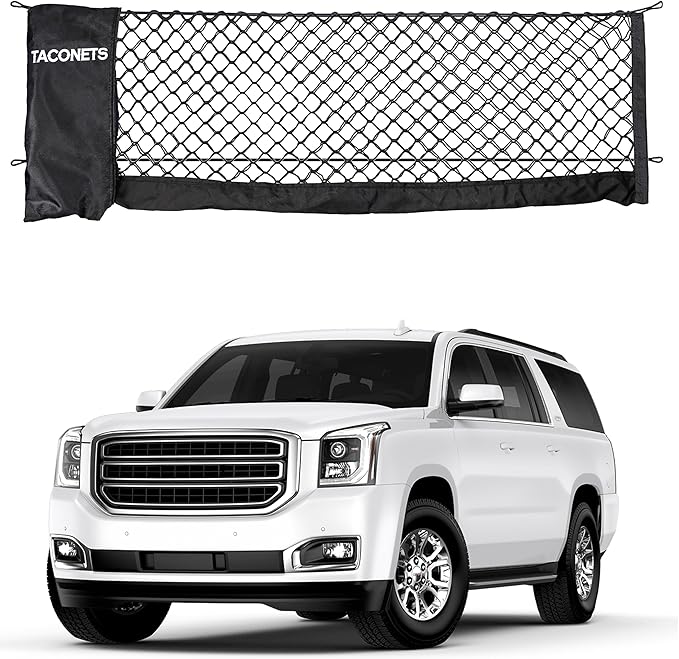 Envelope Cargo Net for Suburban | Tahoe | Yukon/XL | Escalade/ESV - Fits 2015-2025 - Upgraded 5mm Bungee - Integrated Storage Bag - Heavy Duty Hooks - Designed in USA