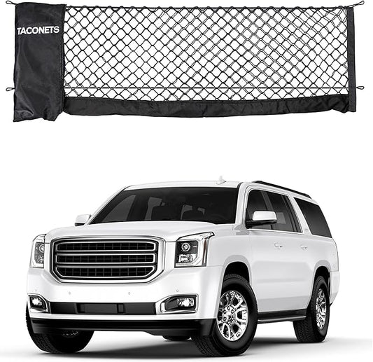 Envelope Cargo Net for Suburban | Tahoe | Yukon/XL | Escalade/ESV - Fits 2015-2025 - Upgraded 5mm Bungee - Integrated Storage Bag - Heavy Duty Hooks - Designed in USA