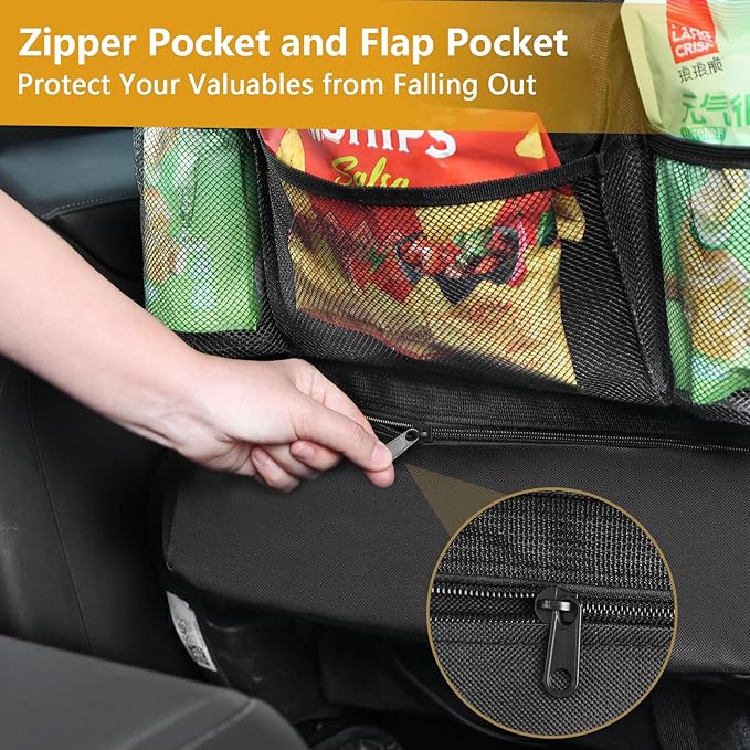 Car Seat Organizer with 13 in Tablet Holder, Waterproof Back Seat Protector, Kick Mats with 9 Storage Pockets, Interior and Travel Essentials, 2 Pack