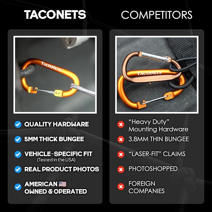 Envelope Cargo Net for GMC Sierra & Chevy Silverado - Fits 2013-2025 - Upgraded 5mm Bungee - Integrated Storage Bag - Heavy Duty Carabiners - Designed in USA - 18" x 50"